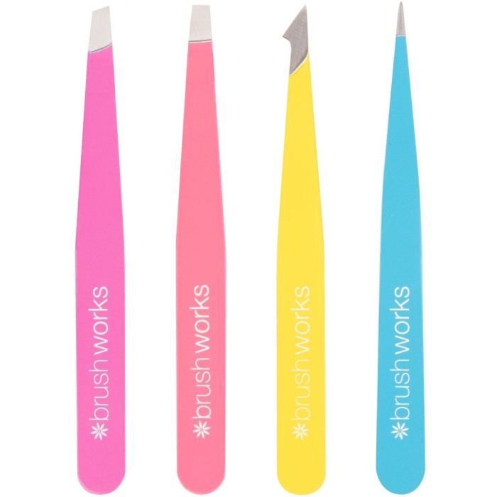 BrushWorks HD 4 Piece Combination Tweezer Set