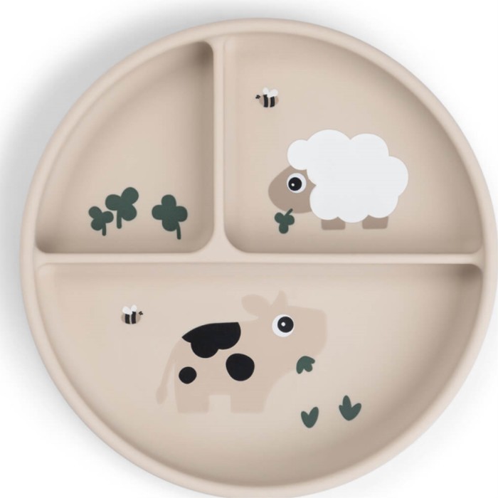 Done by Deer Stick&Stay Compartment Plate Tiny Farm, Sand