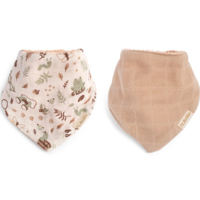 FILIBABBA Bandana-hakeklut Little Wonders + Warm Grey 2-pack