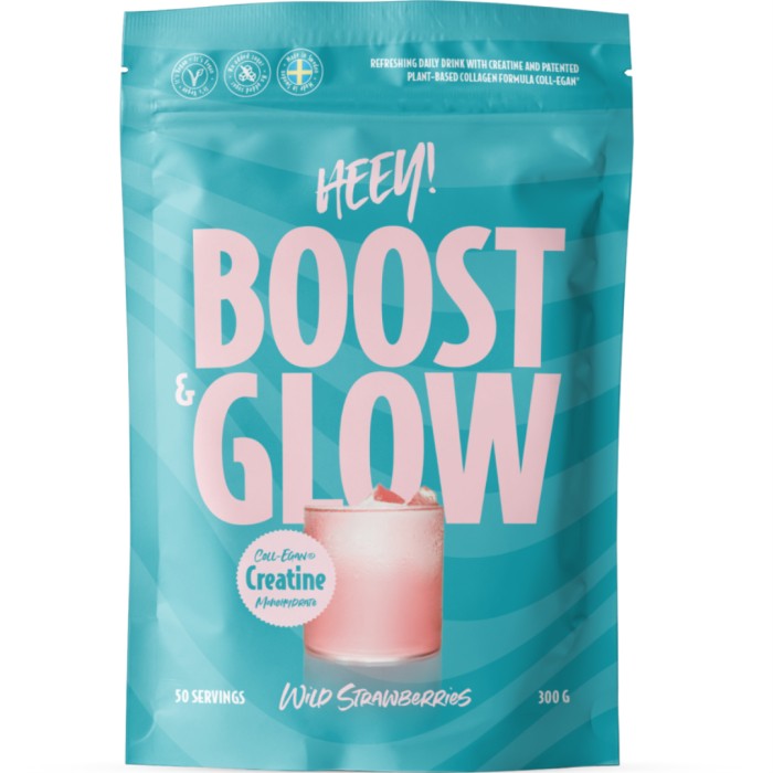 Heey! Boost & Glow Kreatin + Coll-egan Jordbær 300 g
