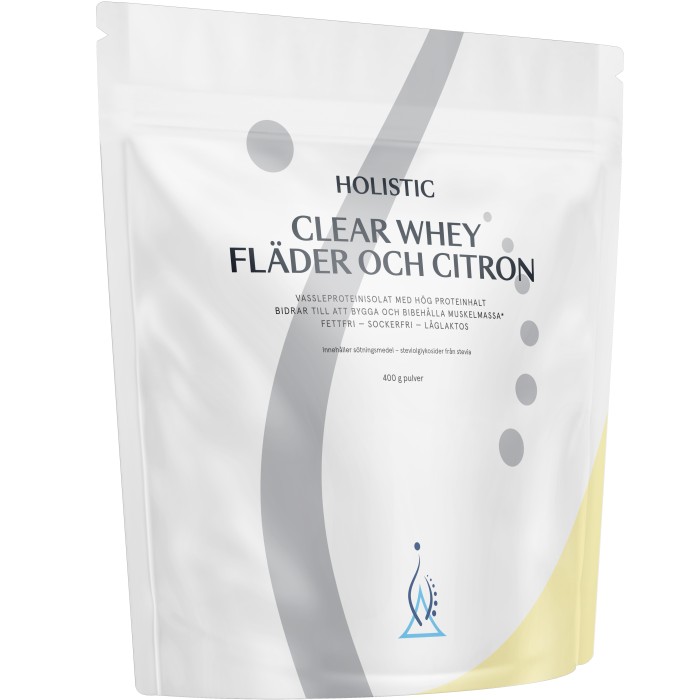 Holistic Clear Whey Vassleproteinisolat Hylleblomst Sitron 400 g
