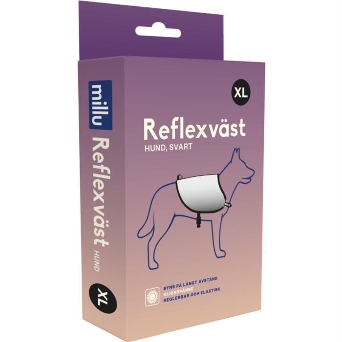Millu Refleksvest Hund Svart XL
