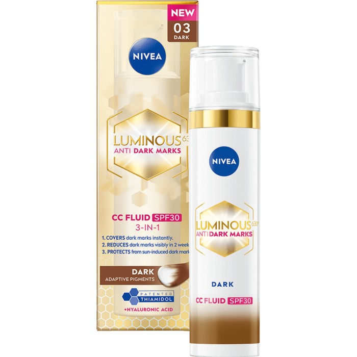 NIVEA Farget dagkrem Luminous 630 Anti Dark-Spot CC Fluid 3-in-1 Dark SPF30 40 ml