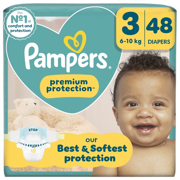 Pampers Premium Protection Størrelse 3, 48 bleier, 6kg-10kg