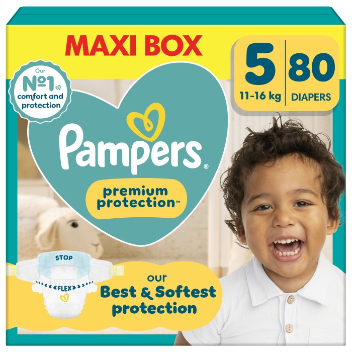 Pampers Premium Protection Størrelse 5, 80 bleier, 11kg-16kg