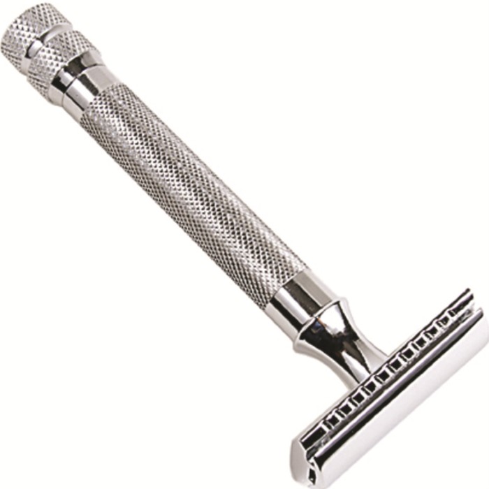 Parker Shaving 91R Heavyweight Textured Chrome Grip 3 Piece Safety Razor