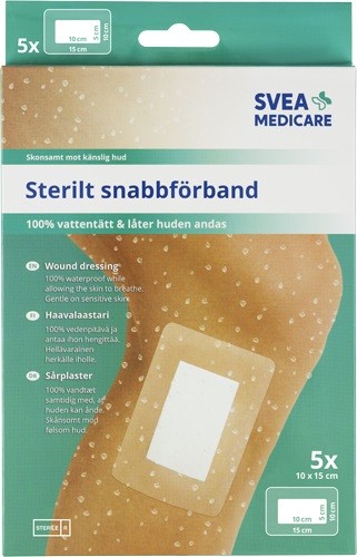 Svea Medicare Sterilt hurtigbandasje Vanntett 10 x 15 cm, 5 st