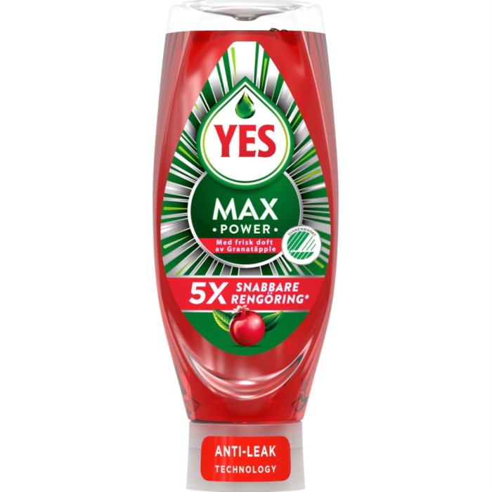 YES MaxPower oppvaskmiddel Pomegranate 660 ml
